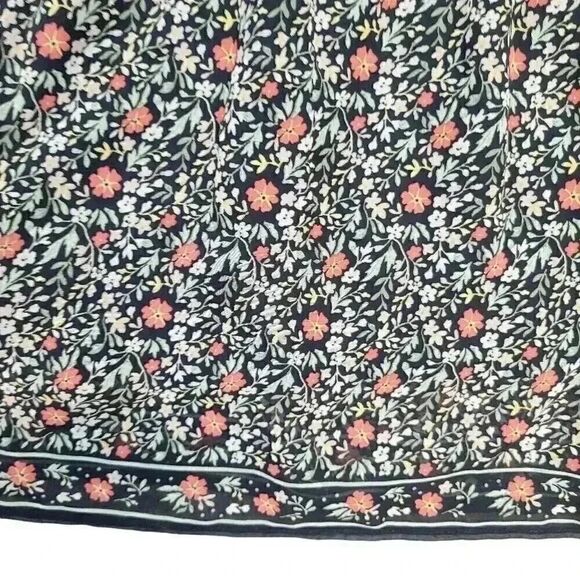 Max Studio Women's Black Floral Poly Chiffon Lined Gathered Waist Skirt NEW - Picture 7 of 10